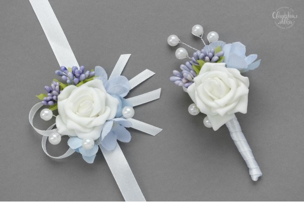 Бутоньерки Свидетелям "Лёгкий бриз"