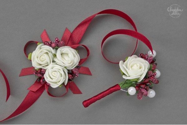 Бутоньерки Свидетелям "Бордо"