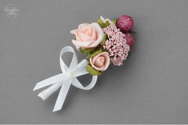 Свадебная Бутоньерка "Розовый Микс"